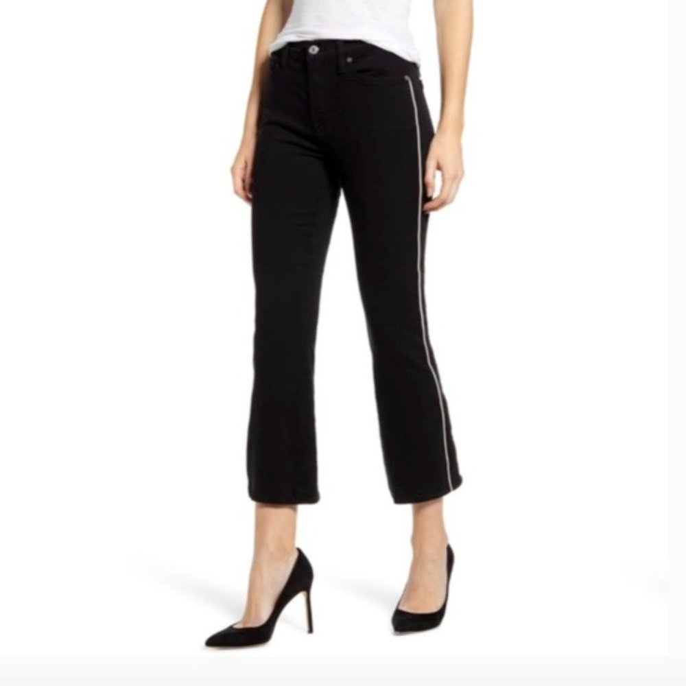 7 For All Mankind Piped High Waist Slim Kick Crop Jeans - Size 24